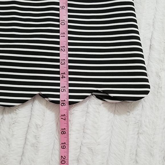 necessary objects  black and white striped scalloped edge skirt Med circle NWT - Picture 7 of 7